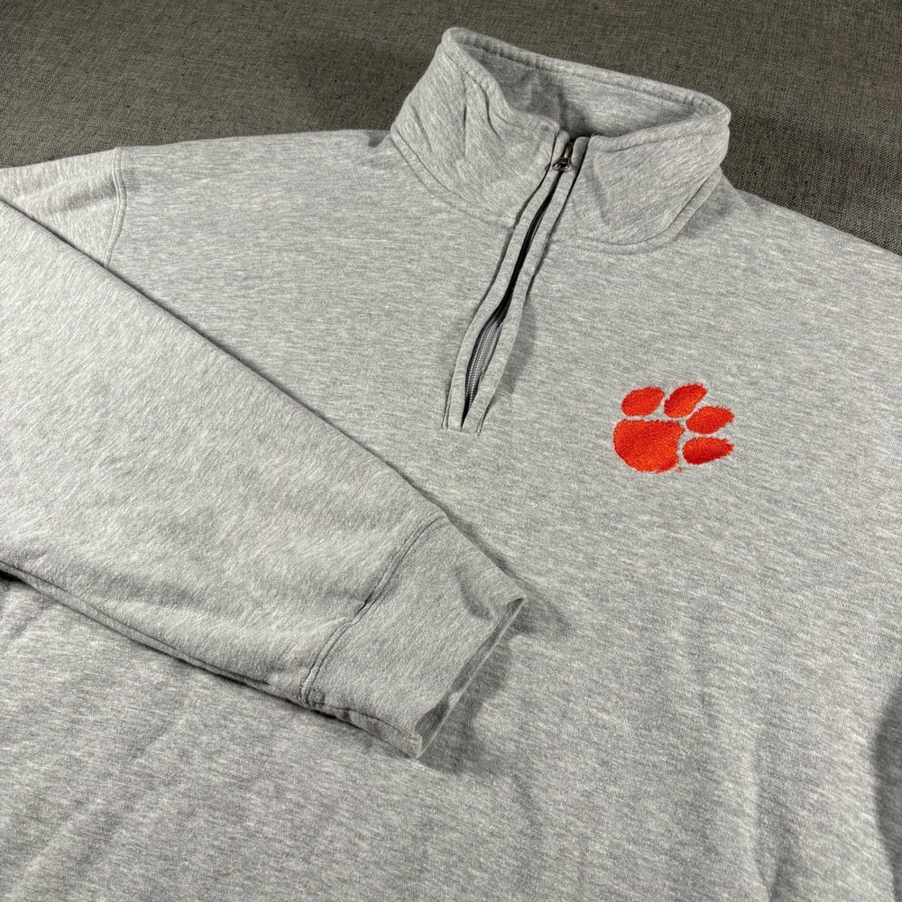 Gear For Sports Quarter Zip Sweatshirt Mens XL Gray Clemson Tigers Paw Pullover